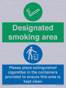 Designated smoking area
Please place extinguished cigarettes in the containers provided to ensure this area is kept clean